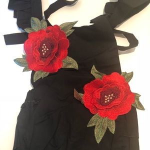 Boutique Baby Black and red rose ruffle halter